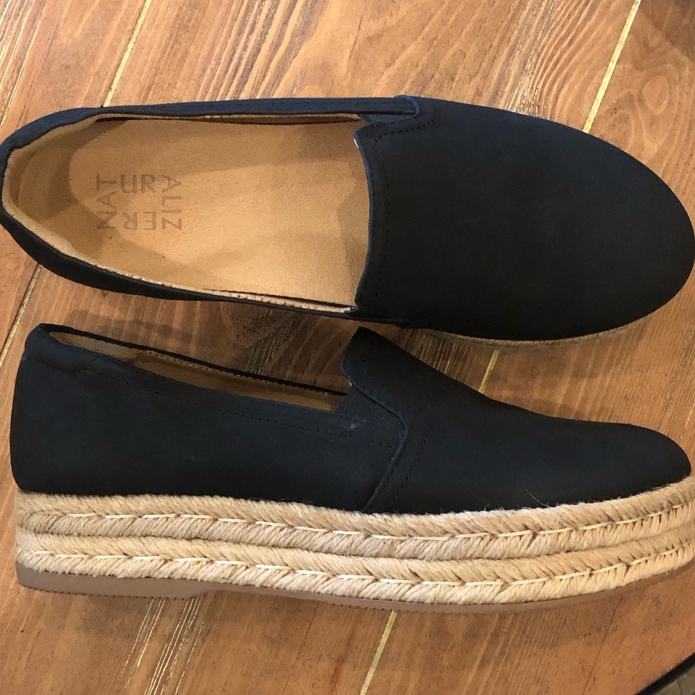 Black platform slip on shoes Naturalizer